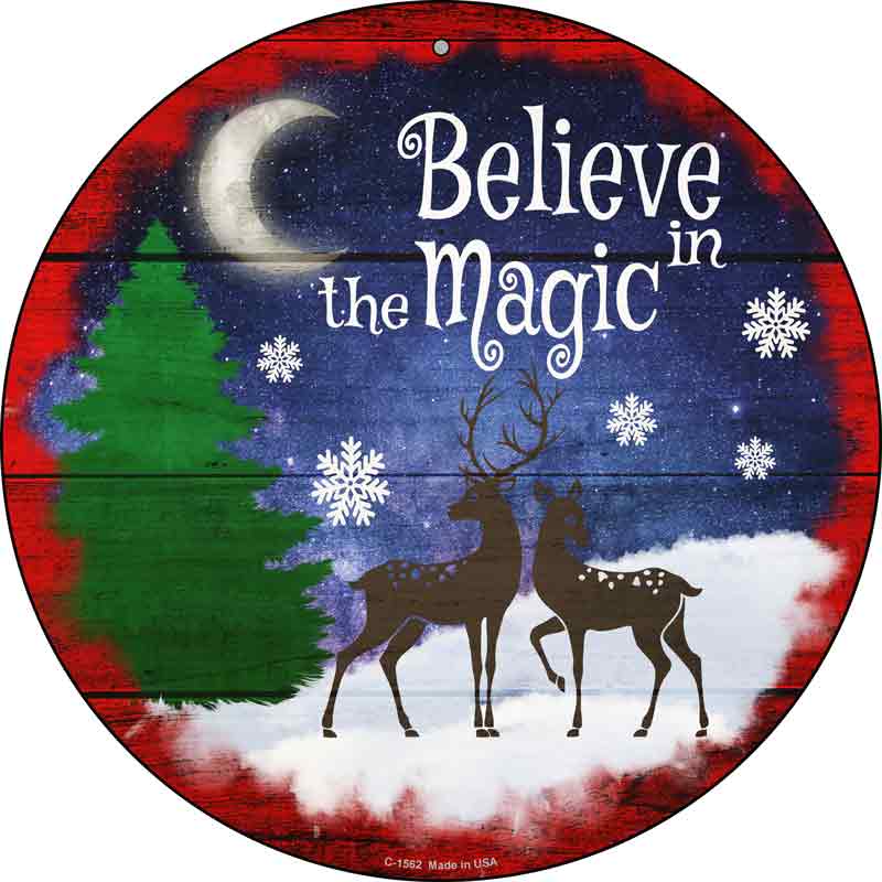 Believe in Magic Reindeer Wholesale Novelty Metal Circle SIGN