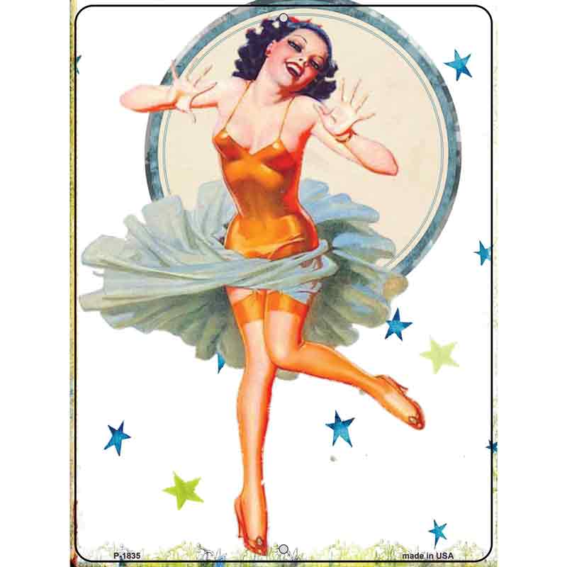Girl With Orange Body Suit VINTAGE Pinup Wholesale Parking Sign
