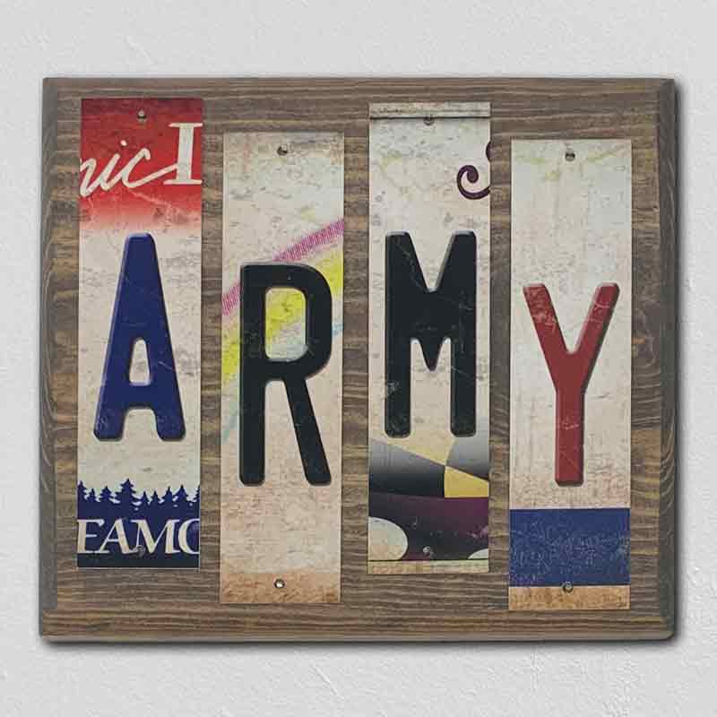 Army Wholesale Novelty License Plate Strips Wood Sign