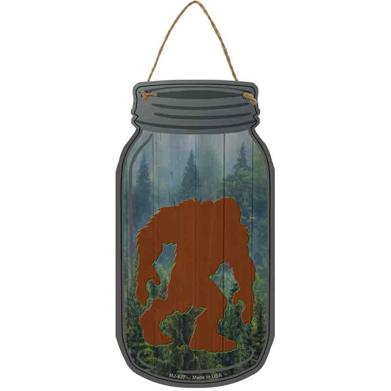 Bigfoot Shadow Hunched Wholesale Novelty Metal Mason Jar SIGN