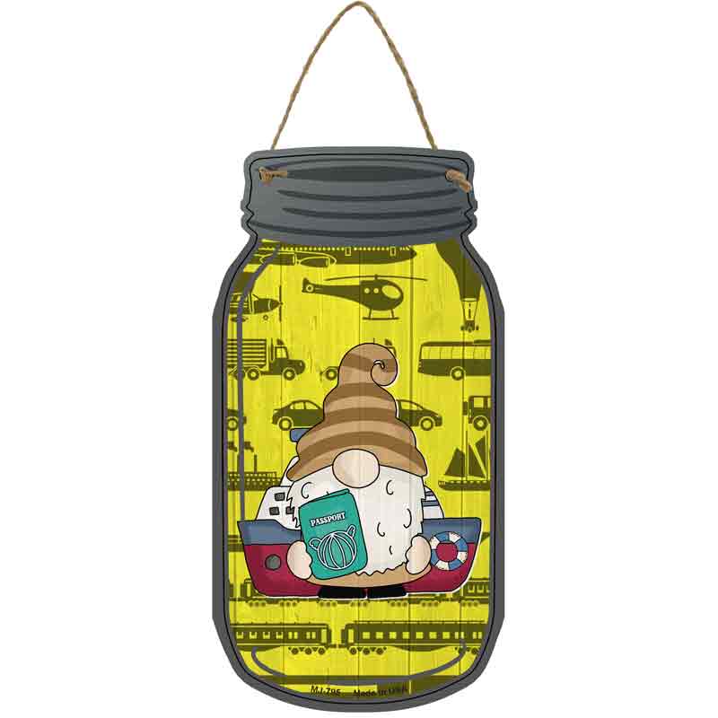 Gnome With Passport and Boat Wholesale Novelty Metal Mason Jar SIGN