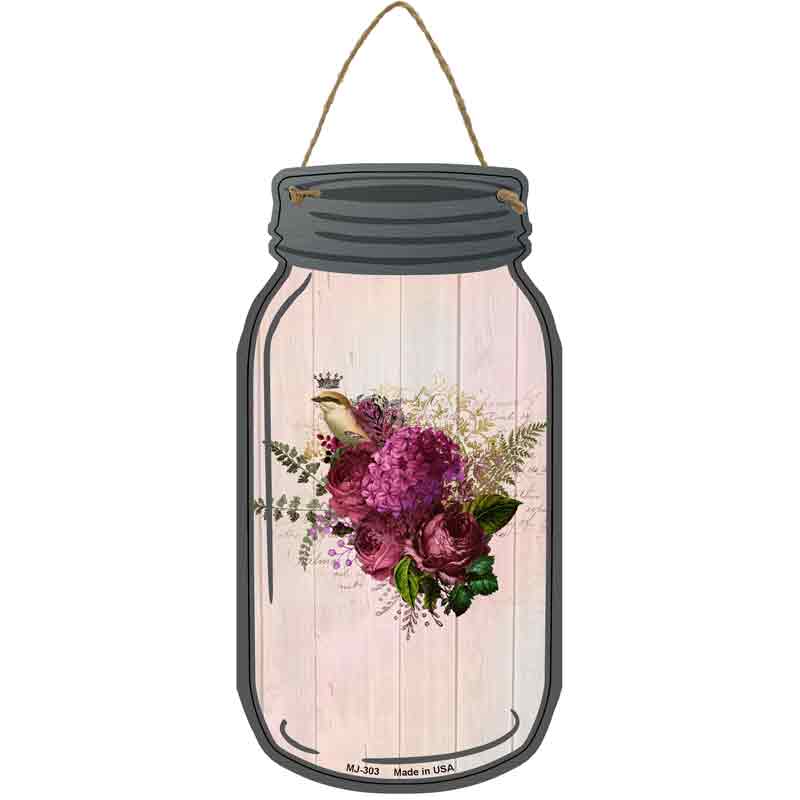 Red Bouquet With Notes Wholesale Novelty Metal Mason Jar Sign