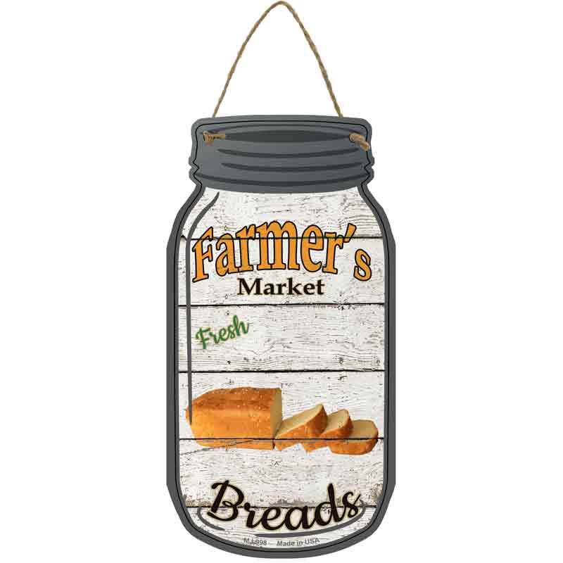 Breads Farmers Market Wholesale Novelty Metal Mason Jar SIGN