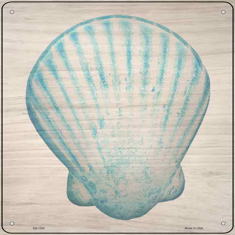 Seashell on Wood Wholesale Novelty Metal Square SIGN