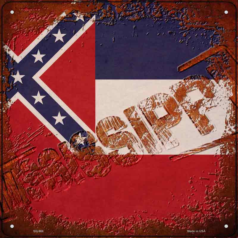Mississippi Rusty Stamped Wholesale Novelty Metal Square SIGN