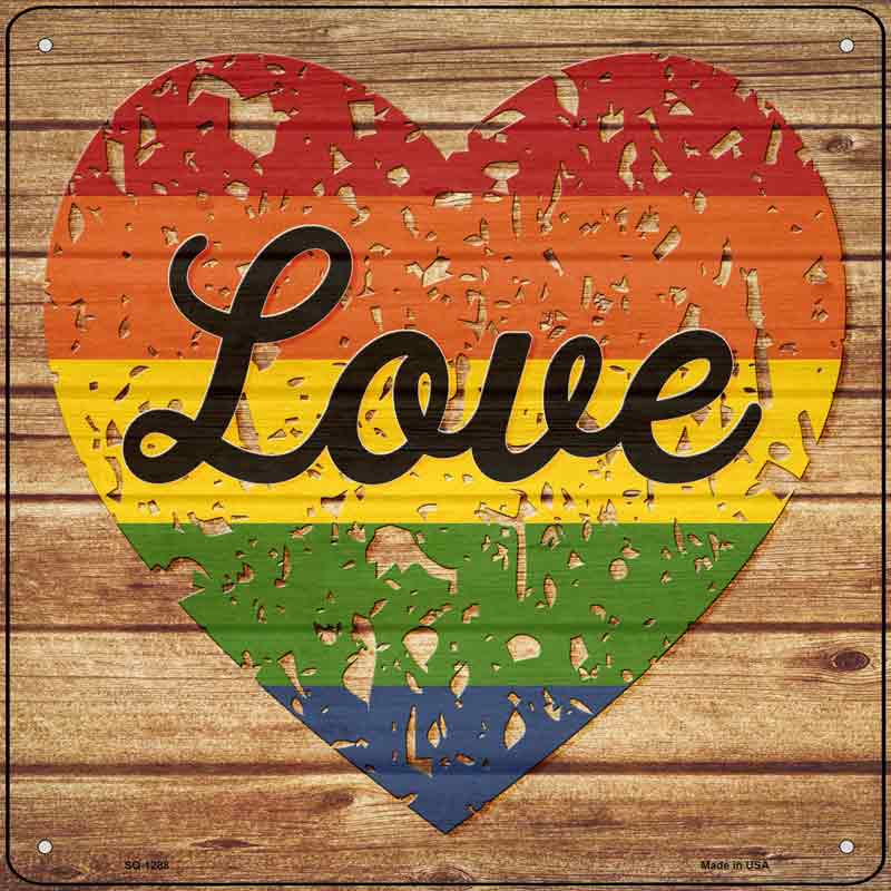 Love Distressed Rainbow Wholesale Novelty Metal Square SIGN
