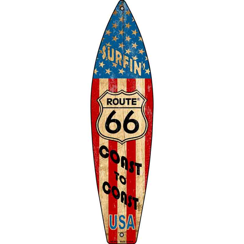 Route 66 SurfINg USA Wholesale Metal Novelty Surfboard Sign
