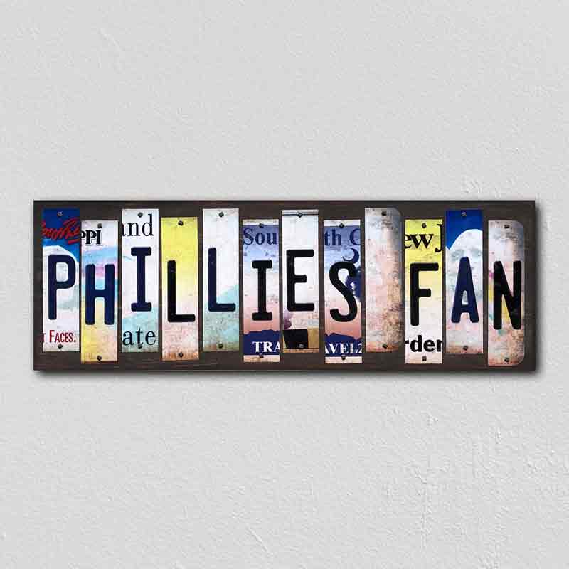 Phillies Fan Wholesale Novelty License Plate Strips Wood Sign