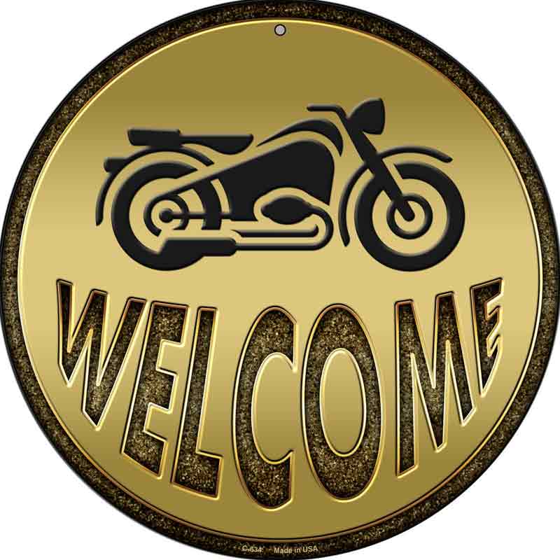 Welcome With Motorcycle Wholesale Novelty Metal Circular SIGN