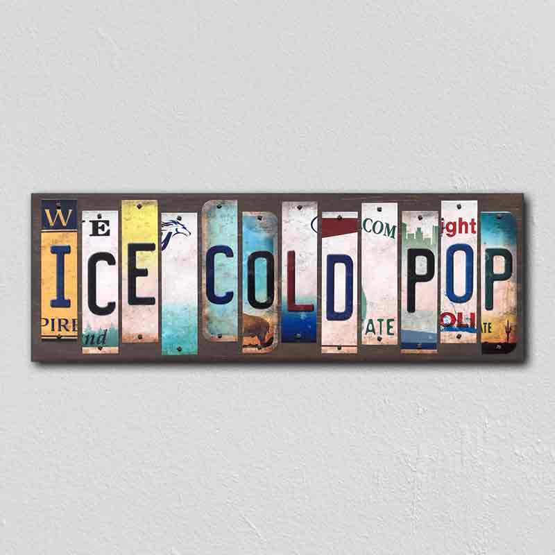 Ice Cold Pop Wholesale Novelty License Plate Strips Wood SIGN