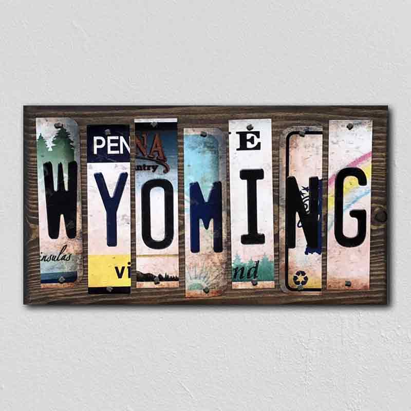 Wyoming Wholesale Novelty LICENSE PLATE Strips Wood Sign