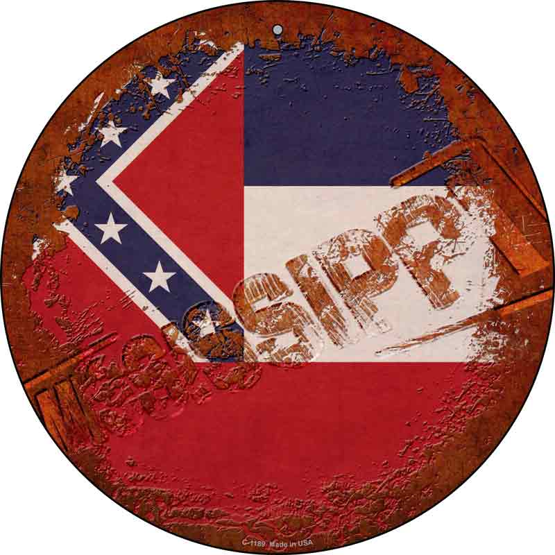 Mississippi Rusty Stamped Wholesale Novelty Metal Circular SIGN