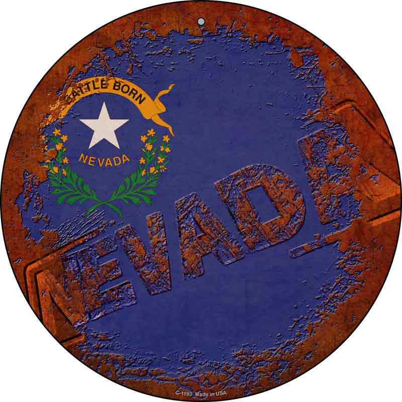 Nevada Rusty Stamped Wholesale Novelty Metal Circular SIGN