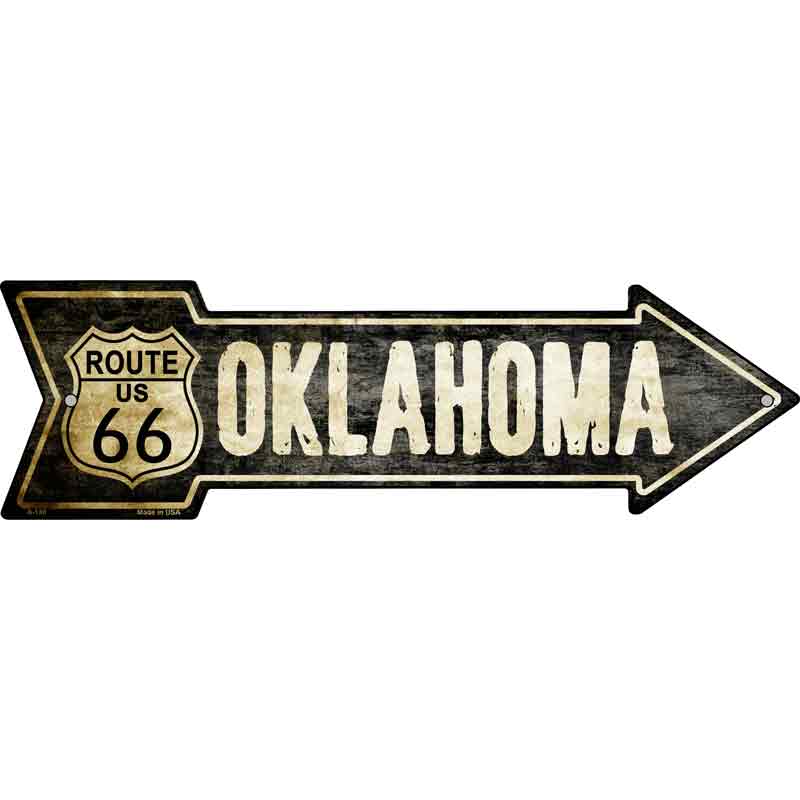 VINTAGE Route 66 Oklahoma Wholesale Novelty Metal Arrow Sign