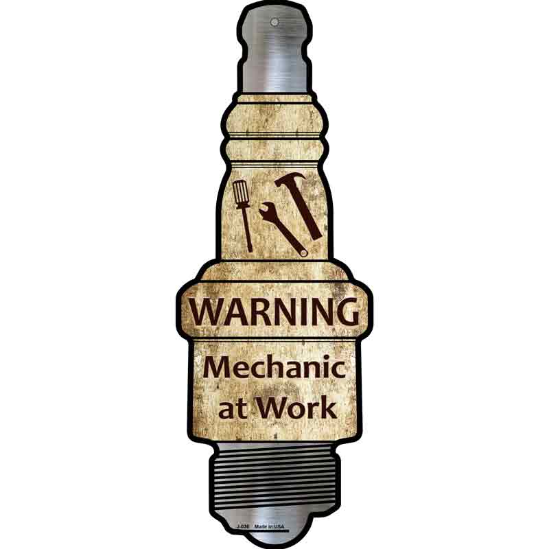 Mechanic At Work Wholesale Novelty Metal Spark Plug SIGN