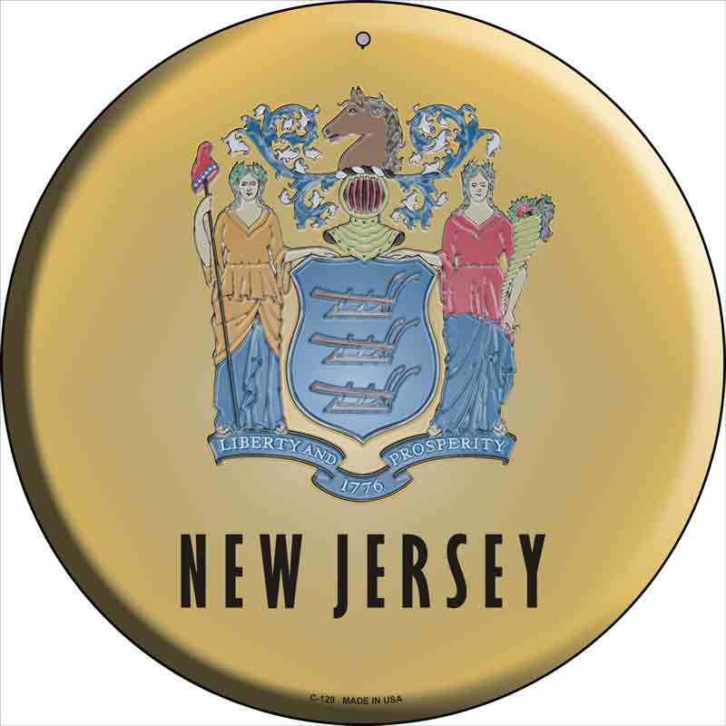 NEW Jersey State Flag Wholesale Metal Circular Sign
