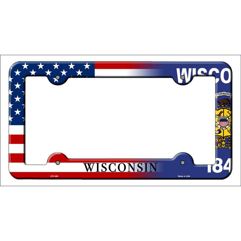 Wisconsin|American FLAG Wholesale Novelty Metal License Plate Frame