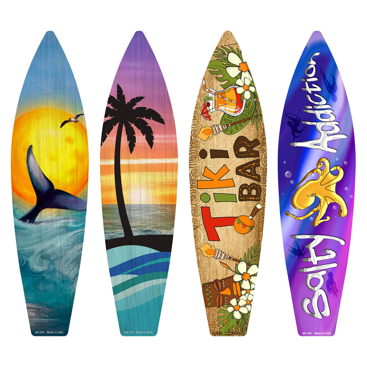 Beach Obsession Surfboard Set Wholesale Novelty Metal Set of 4 SB-Pack-08
