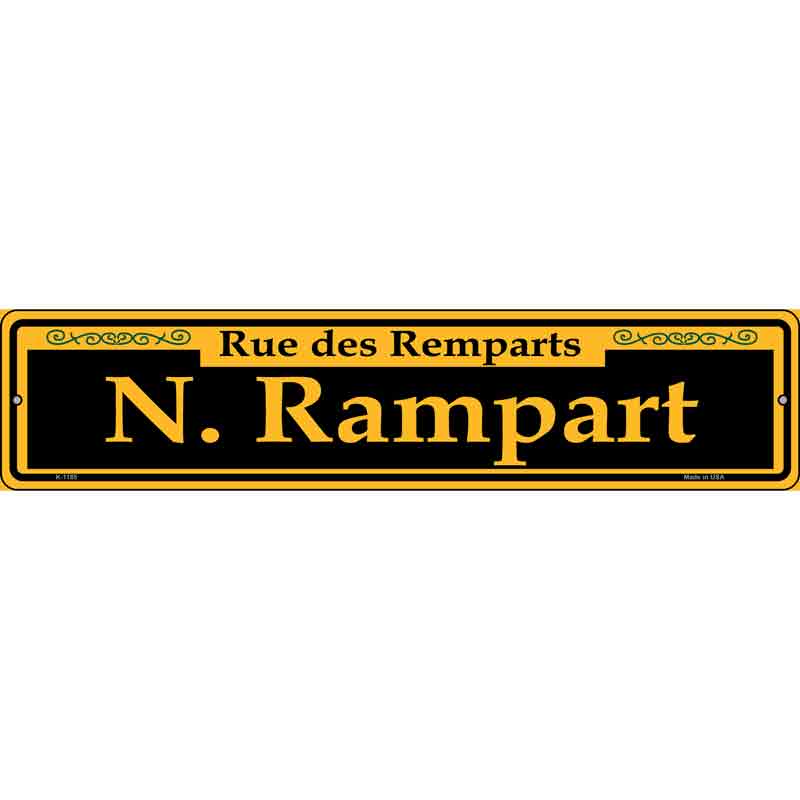 N. Rampart Yellow Wholesale Novelty Small Metal Street Sign