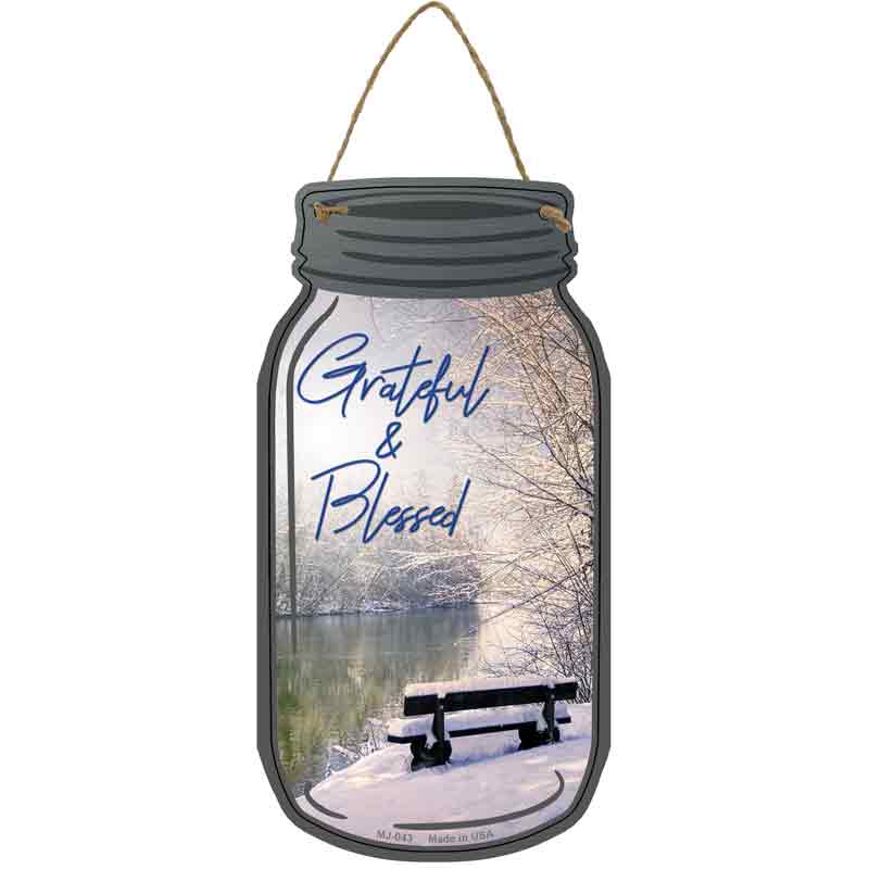 Winter Grateful And Blessed Wholesale Novelty Metal Mason Jar SIGN
