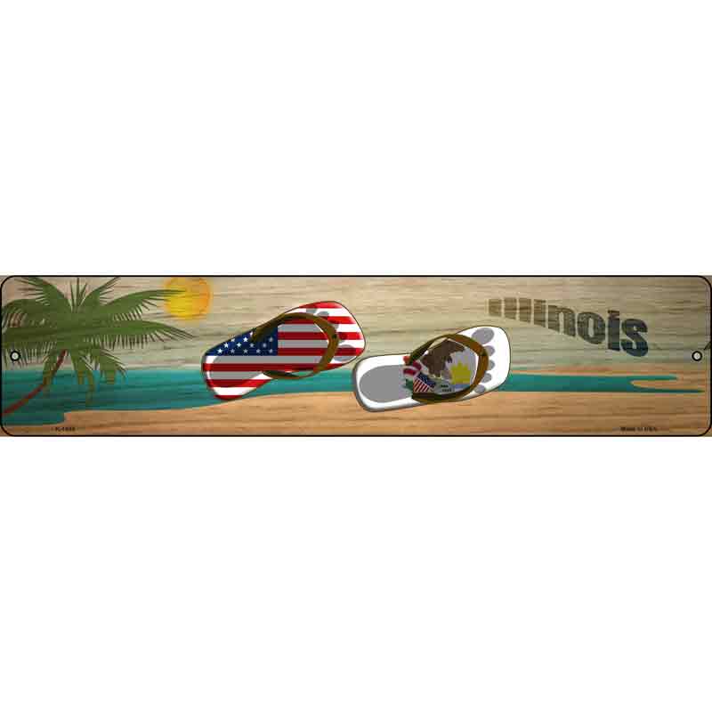 Illinois FLAG and US FLAG Wholesale Novelty Small Metal Street Sign
