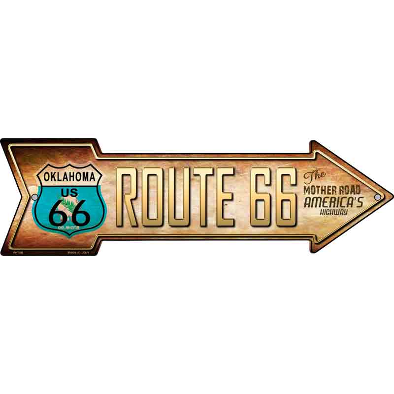 Route 66 Oklahoma FLAG Wholesale Novelty Metal Arrow Sign