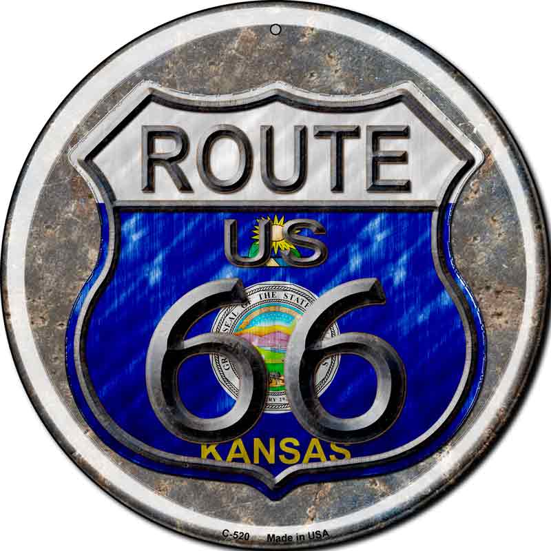 Kansas ROUTE 66 Wholesale Novelty Metal Circular Sign