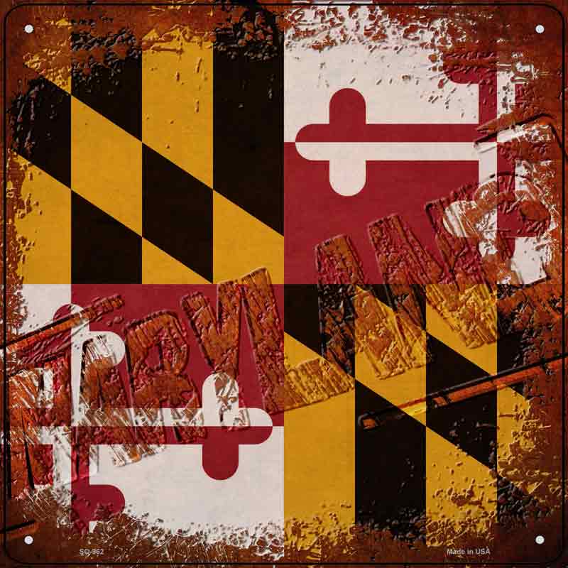 Maryland Rusty Stamped Wholesale Novelty Metal Square SIGN