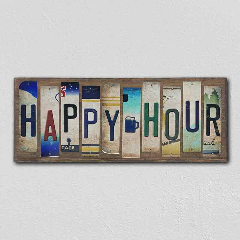 Happy Hour Wholesale Novelty License Plate Strips Wood Sign