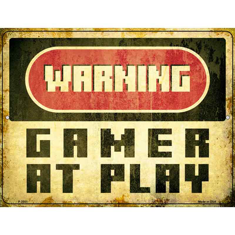 Warning Gamer at Play Wholesale Novelty Metal Parking SIGN