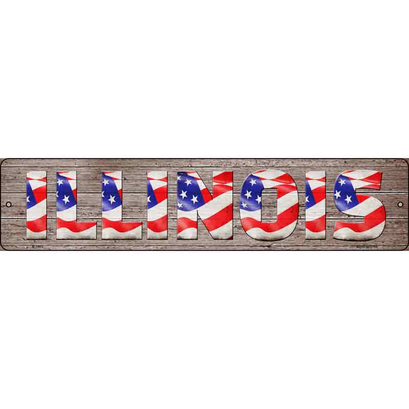 Illinois USA FLAG Lettering Wholesale Novelty Small Metal Street Sign
