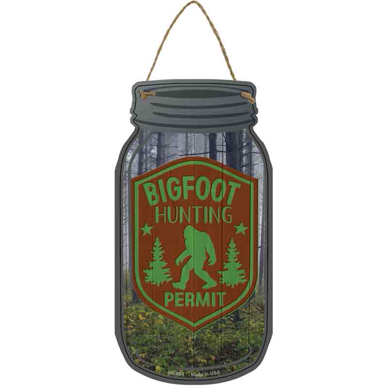 Bigfoot Hunting Permit Wholesale Novelty Metal Mason Jar SIGN