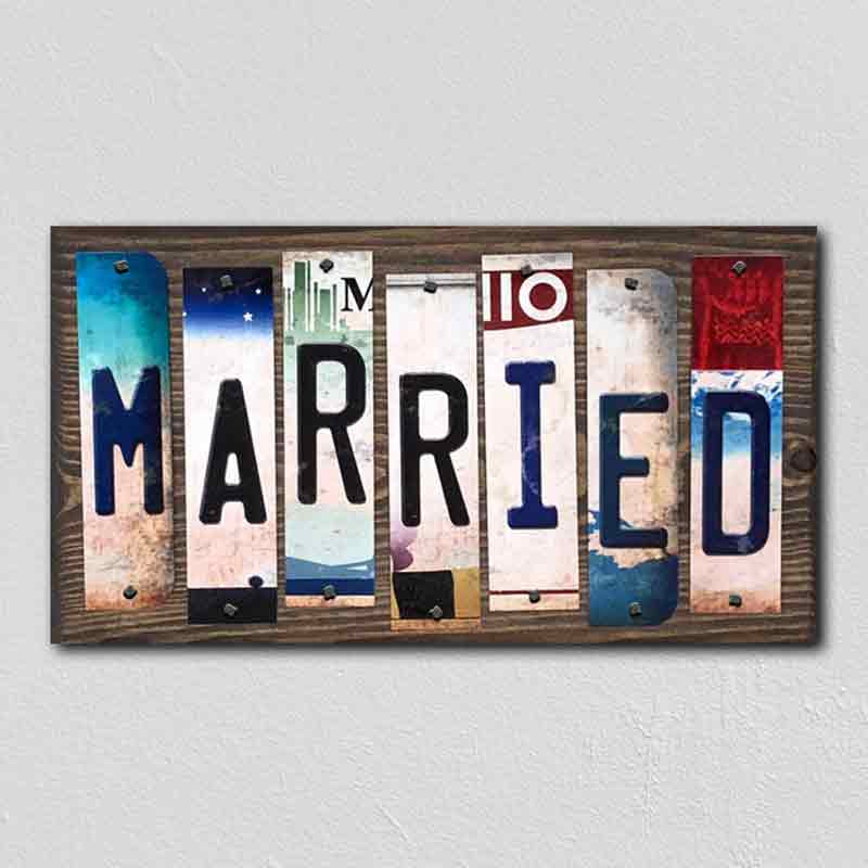 Married Wholesale Novelty License Plate Strips Wood Sign