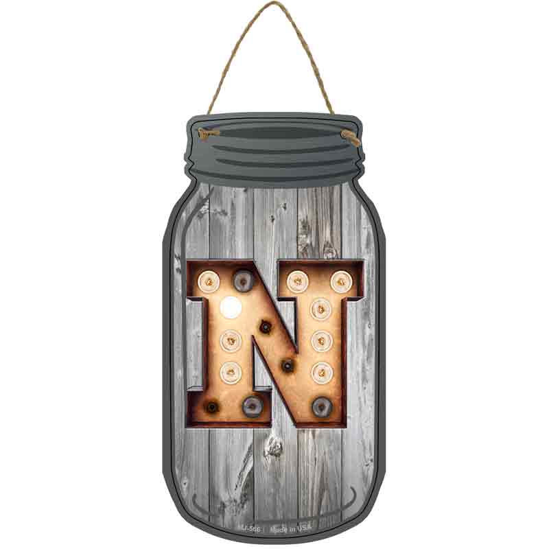 N Bulb Lettering Wholesale Novelty Metal Mason Jar SIGN