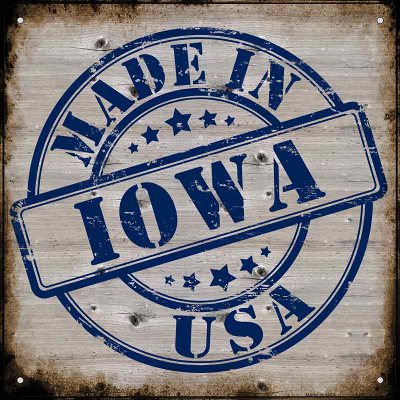 Iowa Stamp On Wood Wholesale Novelty Metal Square SIGN