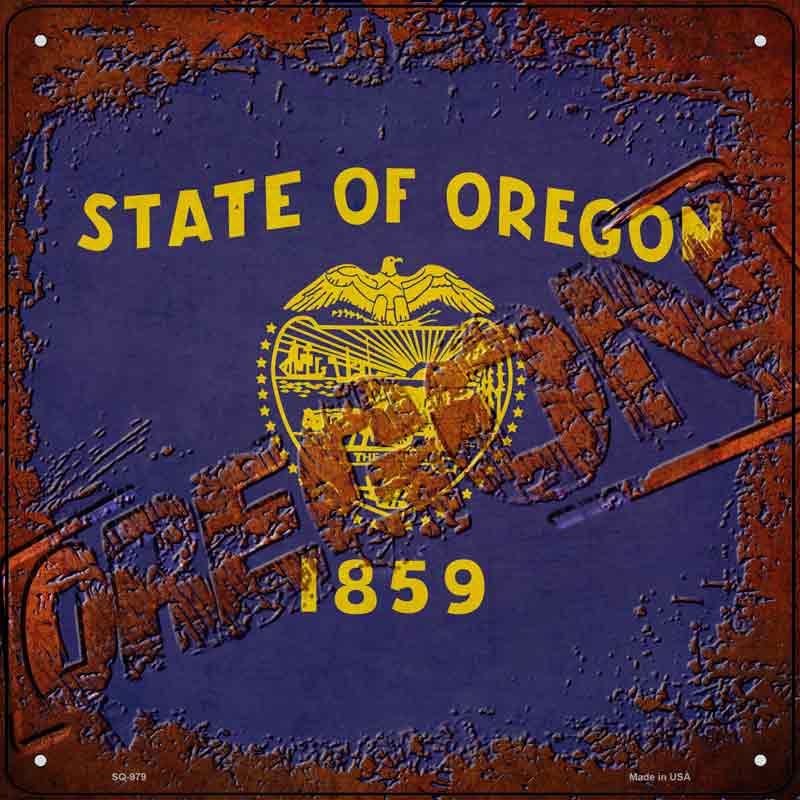 Oregon Rusty Stamped Wholesale Novelty Metal Square SIGN