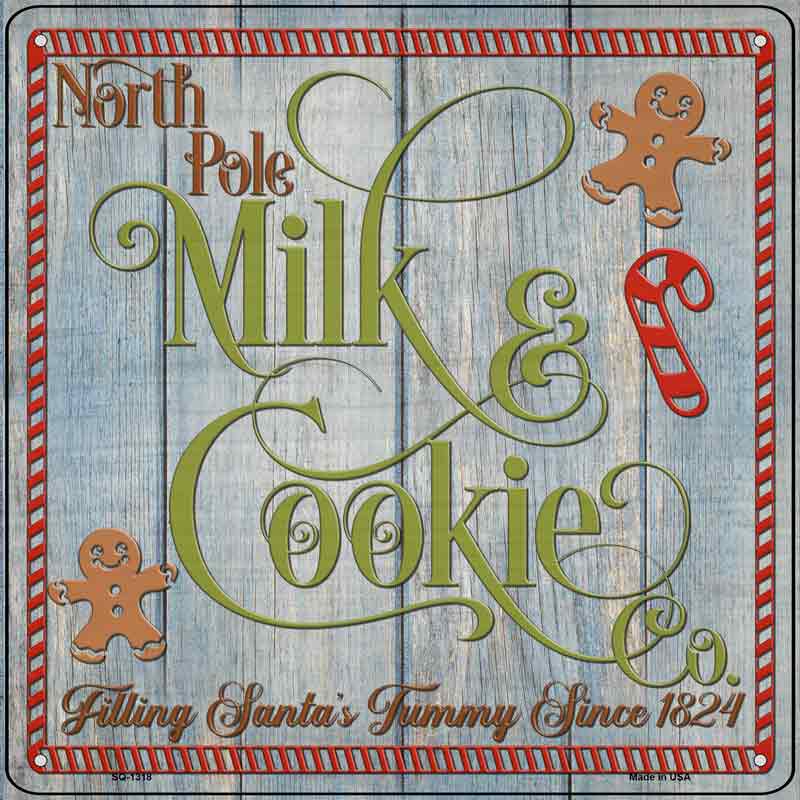 North Pole Milk and Cookie Co Wholesale Novelty Metal Square Sign