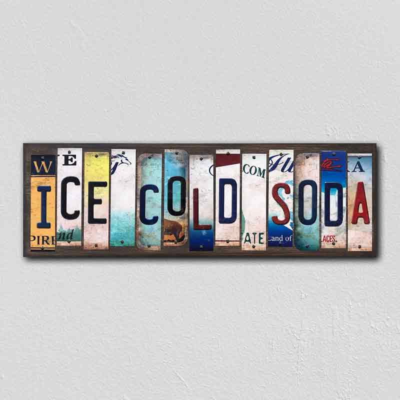Ice Cold Soda Wholesale Novelty License Plate Strips Wood SIGN