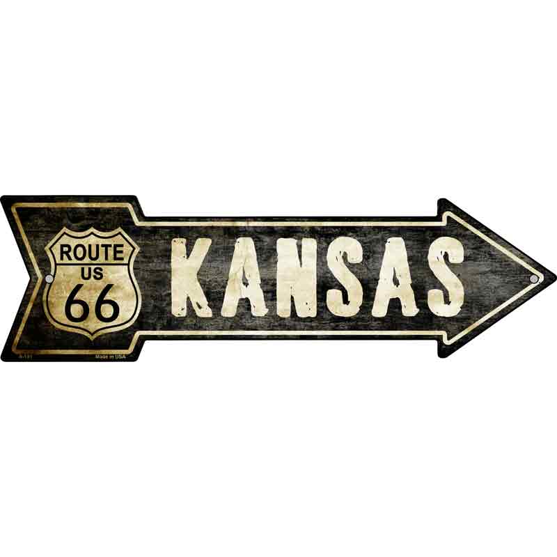VINTAGE Route 66 Kansas Wholesale Novelty Metal Arrow Sign
