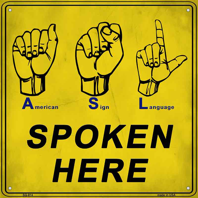 American SIGN Language Wholesale Novelty Metal Square SIGN