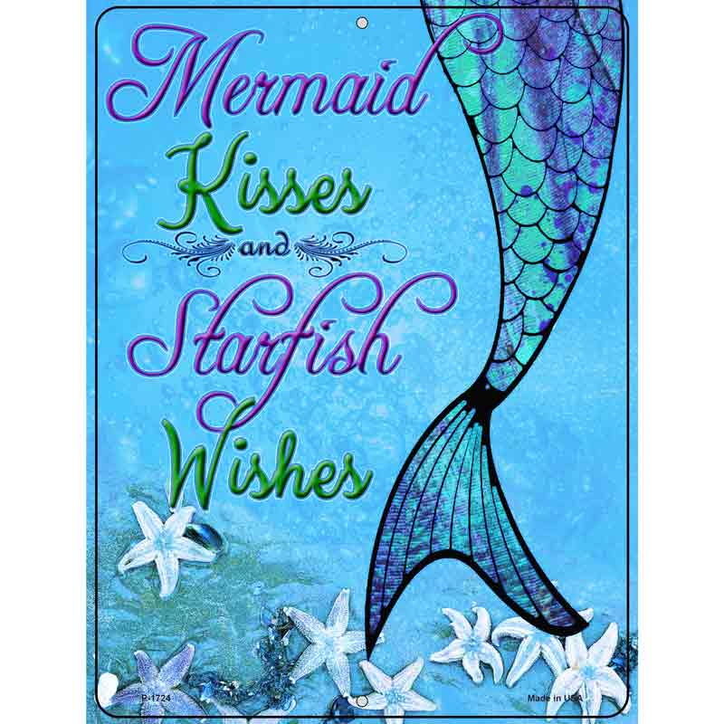Mermaid Kisses and Starfish Wishes Novelty Wholesale Parking SIGN