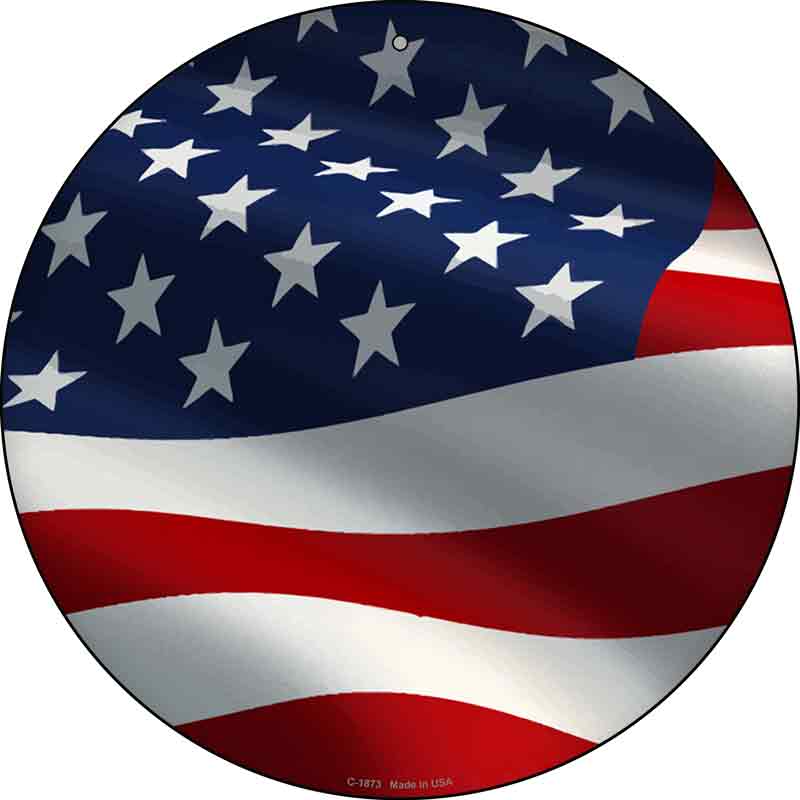 Waving American FLAG Wholesale Novelty Metal Circle Sign C-1873