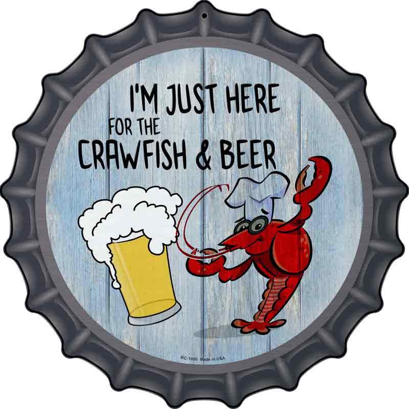 Crawfish and Beer Wholesale Novelty Metal Bottle CAP Sign