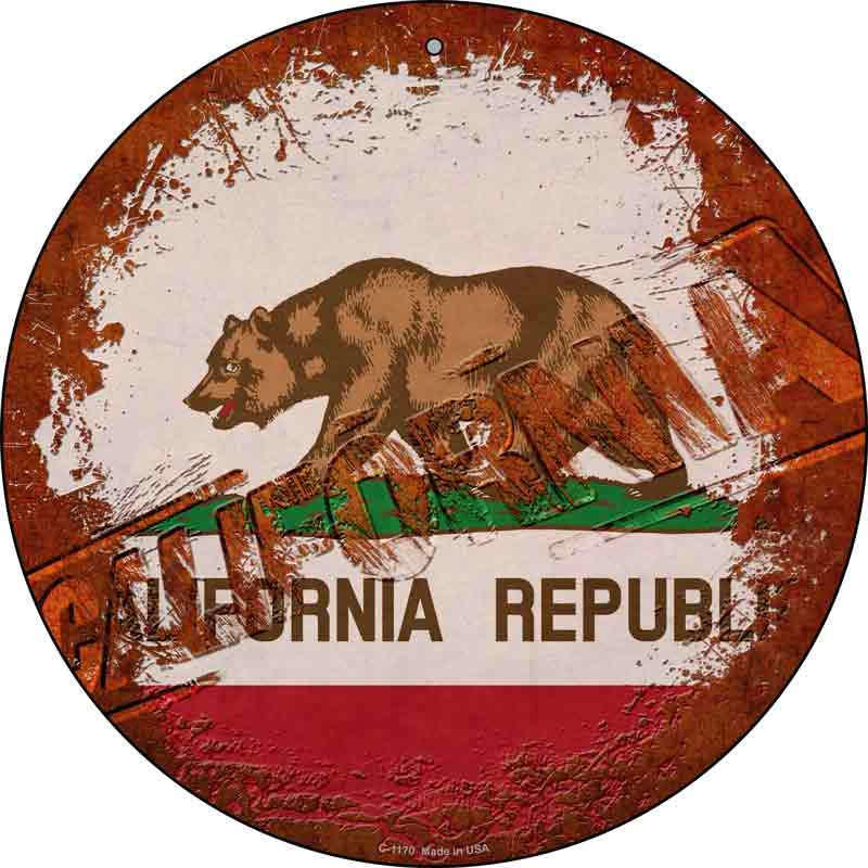 California Rusty Stamped Wholesale Novelty Metal Circular SIGN