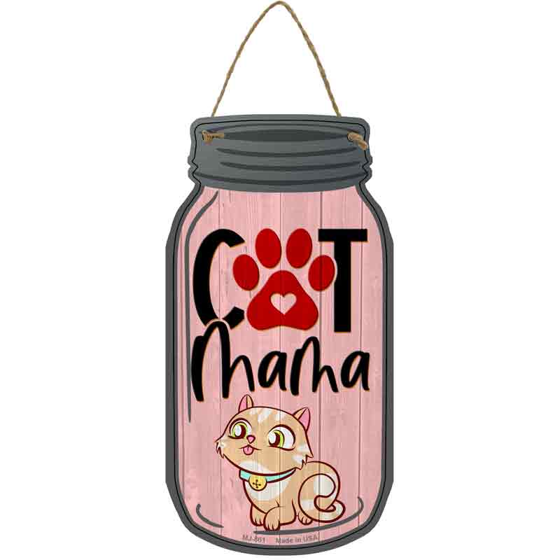 Cat Mama Light Pink Wholesale Novelty Metal Mason Jar Sign