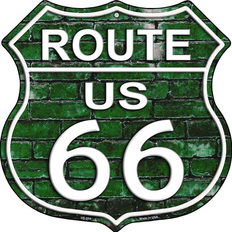 Route 66 Green Brick Wall Wholesale Metal Novelty Highway Shield