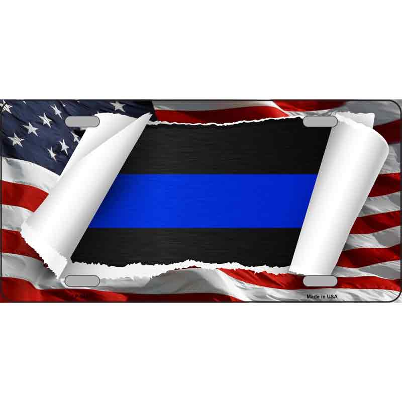 Thin Blue Line Scroll Wholesale Metal Novelty LICENSE PLATE