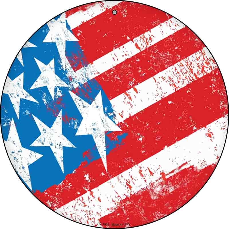 Painted American FLAG Wholesale Novelty Metal Circle Sign C-1855