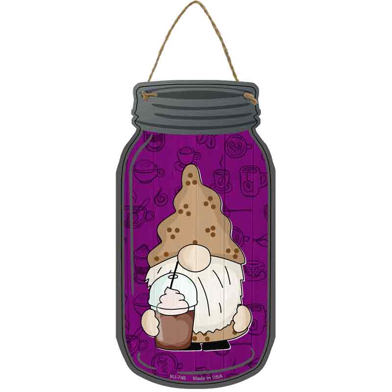 Gnome With Frozen COFFEE Wholesale Novelty Metal Mason Jar Sign