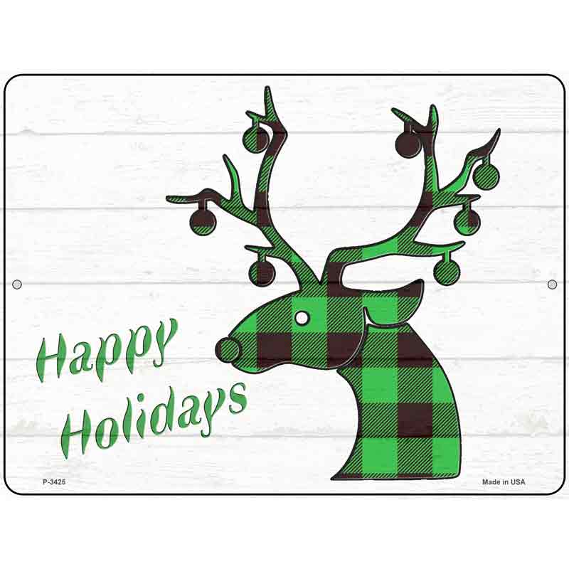 Happy HOLIDAYs Green Plaid Wholesale Novelty Metal Parking Sign